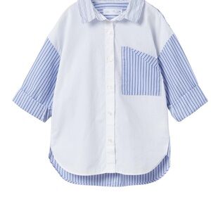 Zara Kids Blue and White Striped Shirt